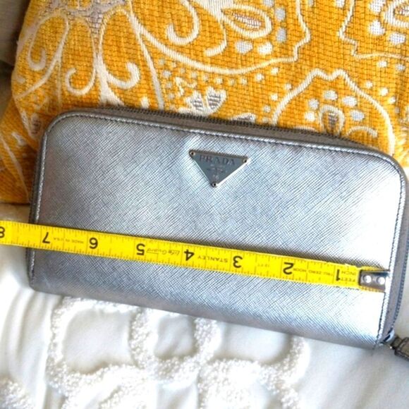 PRADA Metallic Leather Zip Around Wallet - Picture 10 of 16